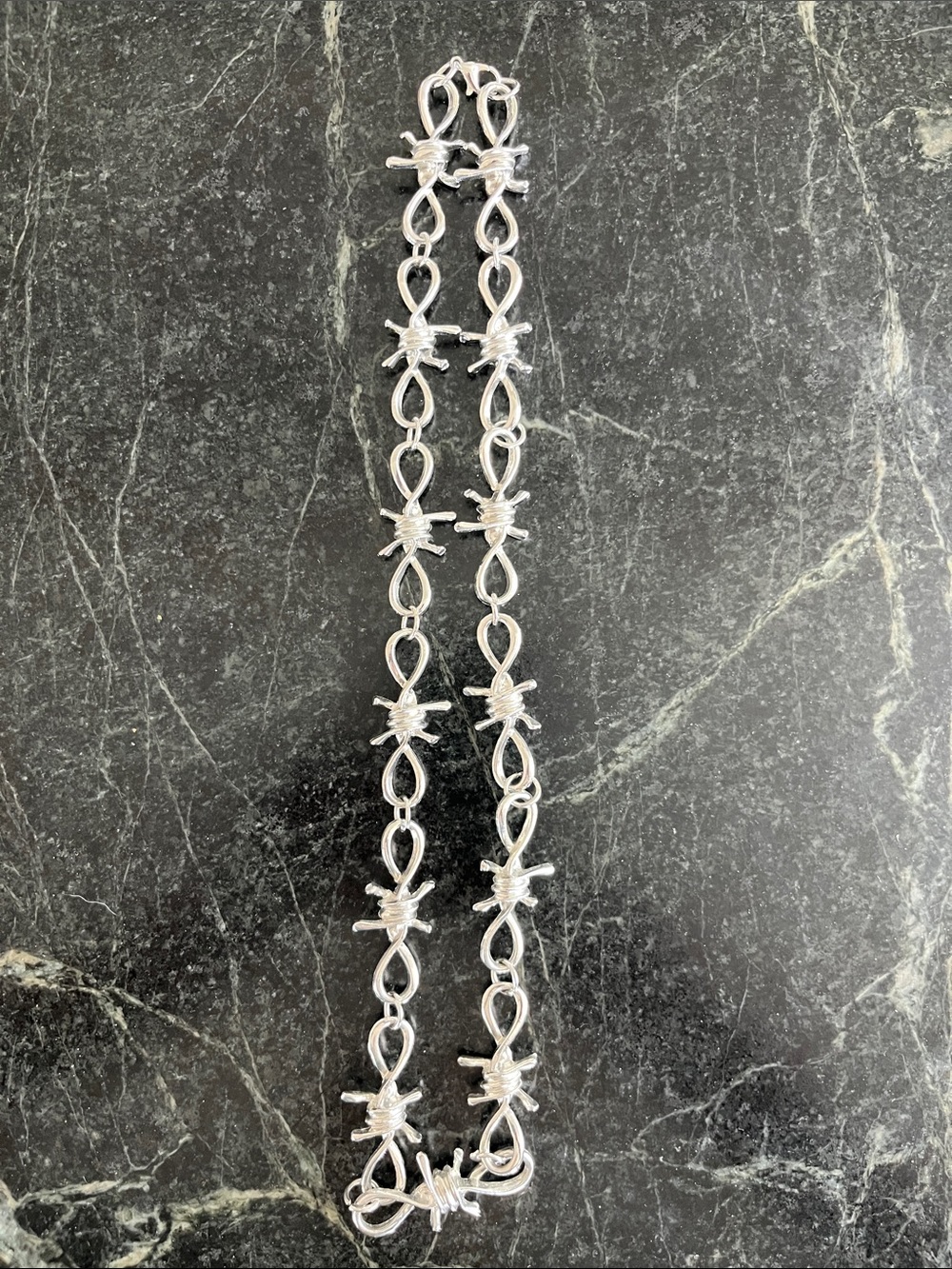 New Silver Barbed Wire Link Chain Punk Rock Necklace Metal Jewelry Costume